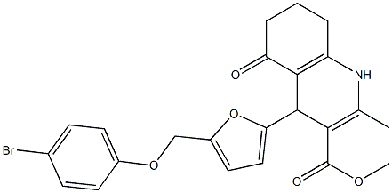 methyl 4-{5-[(4-bromophenoxy)methyl]-2-furyl}-2-methyl-5-oxo-1,4,5,6,7,8-hexahydro-3-quinolinecarboxylate,,结构式