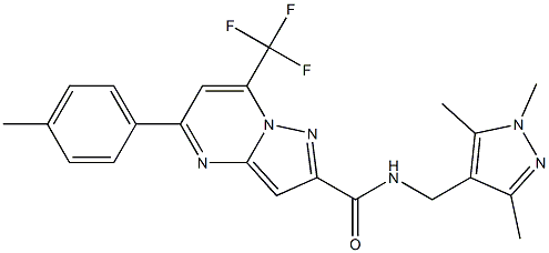 5-(4-methylphenyl)-7-(trifluoromethyl)-N-[(1,3,5-trimethyl-1H-pyrazol-4-yl)methyl]pyrazolo[1,5-a]pyrimidine-2-carboxamide Structure