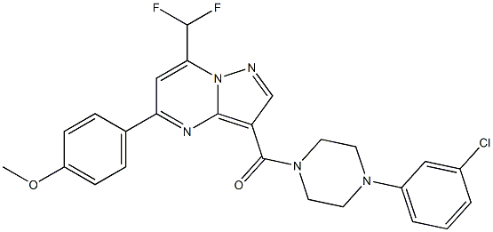 4-[3-{[4-(3-chlorophenyl)-1-piperazinyl]carbonyl}-7-(difluoromethyl)pyrazolo[1,5-a]pyrimidin-5-yl]phenyl methyl ether,,结构式
