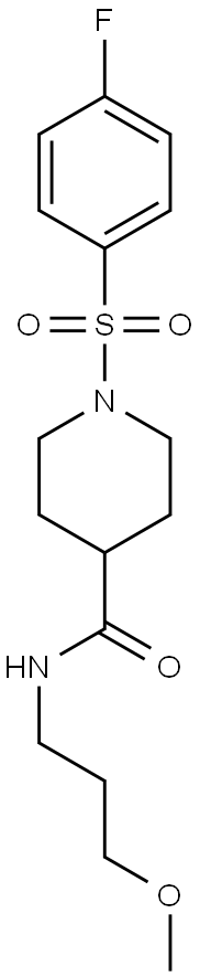 1-[(4-fluorophenyl)sulfonyl]-N-(3-methoxypropyl)-4-piperidinecarboxamide 化学構造式