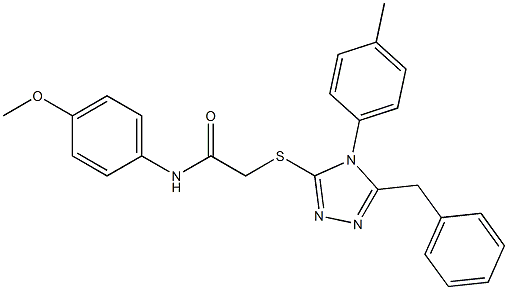 2-{[5-benzyl-4-(4-methylphenyl)-4H-1,2,4-triazol-3-yl]sulfanyl}-N-(4-methoxyphenyl)acetamide,,结构式