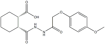 (1S,2R)-2-({2-[2-(4-methoxyphenoxy)acetyl]hydrazino}carbonyl)cyclohexanecarboxylic acid 化学構造式