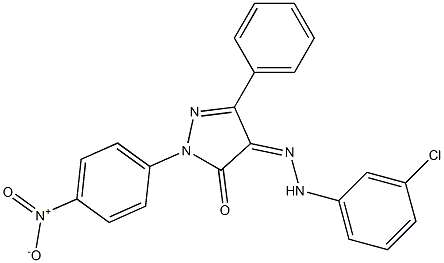 1-(4-nitrophenyl)-3-phenyl-1H-pyrazole-4,5-dione 4-[N-(3-chlorophenyl)hydrazone] Structure