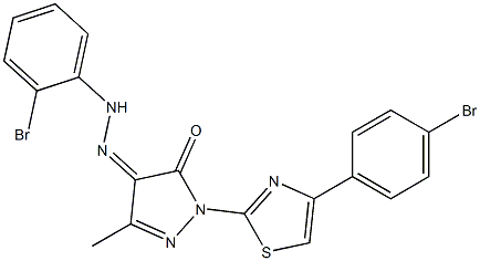 1-[4-(4-bromophenyl)-1,3-thiazol-2-yl]-3-methyl-1H-pyrazole-4,5-dione 4-[N-(2-bromophenyl)hydrazone],,结构式