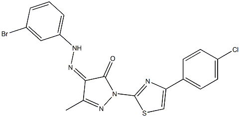 1-[4-(4-chlorophenyl)-1,3-thiazol-2-yl]-3-methyl-1H-pyrazole-4,5-dione 4-[N-(3-bromophenyl)hydrazone] Structure