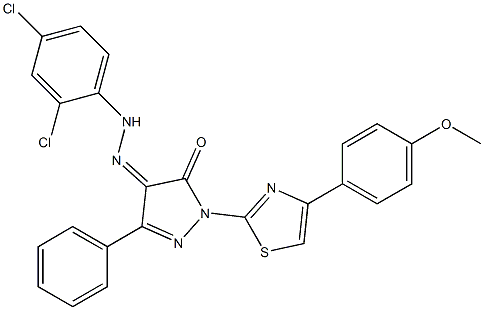  1-[4-(4-methoxyphenyl)-1,3-thiazol-2-yl]-3-phenyl-1H-pyrazole-4,5-dione 4-[N-(2,4-dichlorophenyl)hydrazone]