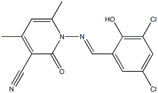  1-{[(E)-(3,5-dichloro-2-hydroxyphenyl)methylidene]amino}-4,6-dimethyl-2-oxo-1,2-dihydro-3-pyridinecarbonitrile