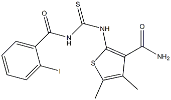 2-({[(2-iodobenzoyl)amino]carbothioyl}amino)-4,5-dimethyl-3-thiophenecarboxamide Struktur