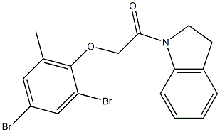 2-(2,4-dibromo-6-methylphenoxy)-1-(2,3-dihydro-1H-indol-1-yl)-1-ethanone 结构式