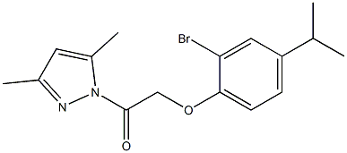 2-(2-bromo-4-isopropylphenoxy)-1-(3,5-dimethyl-1H-pyrazol-1-yl)-1-ethanone Struktur