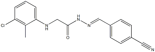 2-(3-chloro-2-methylanilino)-N'-[(E)-(4-cyanophenyl)methylidene]acetohydrazide Struktur