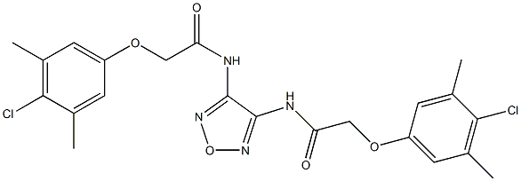 2-(4-chloro-3,5-dimethylphenoxy)-N-(4-{[2-(4-chloro-3,5-dimethylphenoxy)acetyl]amino}-1,2,5-oxadiazol-3-yl)acetamide,,结构式