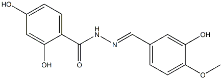 2,4-dihydroxy-N'-[(E)-(3-hydroxy-4-methoxyphenyl)methylidene]benzohydrazide 化学構造式