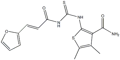 2-[({[(E)-3-(2-furyl)-2-propenoyl]amino}carbothioyl)amino]-4,5-dimethyl-3-thiophenecarboxamide Struktur