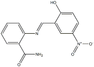 2-{[(E)-(2-hydroxy-5-nitrophenyl)methylidene]amino}benzamide,,结构式