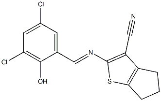 2-{[(E)-(3,5-dichloro-2-hydroxyphenyl)methylidene]amino}-5,6-dihydro-4H-cyclopenta[b]thiophene-3-carbonitrile