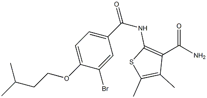 2-{[3-bromo-4-(isopentyloxy)benzoyl]amino}-4,5-dimethyl-3-thiophenecarboxamide Structure