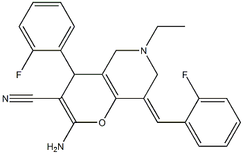 2-amino-6-ethyl-4-(2-fluorophenyl)-8-[(E)-(2-fluorophenyl)methylidene]-5,6,7,8-tetrahydro-4H-pyrano[3,2-c]pyridine-3-carbonitrile|