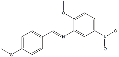 N-(2-methoxy-5-nitrophenyl)-N-{(E)-[4-(methylsulfanyl)phenyl]methylidene}amine Struktur