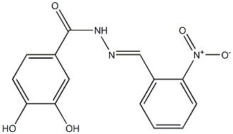 3,4-dihydroxy-N'-[(E)-(2-nitrophenyl)methylidene]benzohydrazide Struktur