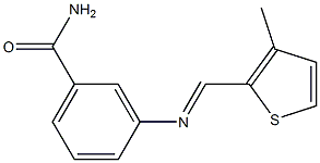3-{[(E)-(3-methyl-2-thienyl)methylidene]amino}benzamide Struktur