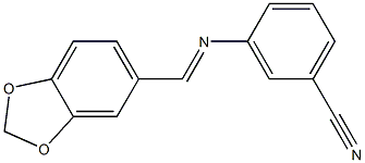 3-{[(E)-1,3-benzodioxol-5-ylmethylidene]amino}benzonitrile 化学構造式