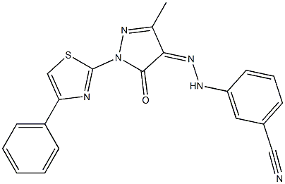 3-{2-[3-methyl-5-oxo-1-(4-phenyl-1,3-thiazol-2-yl)-1,5-dihydro-4H-pyrazol-4-ylidene]hydrazino}benzonitrile 结构式