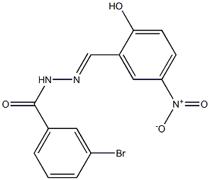 3-bromo-N'-[(E)-(2-hydroxy-5-nitrophenyl)methylidene]benzohydrazide,,结构式