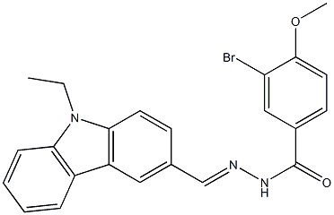 3-bromo-N'-[(E)-(9-ethyl-9H-carbazol-3-yl)methylidene]-4-methoxybenzohydrazide,,结构式