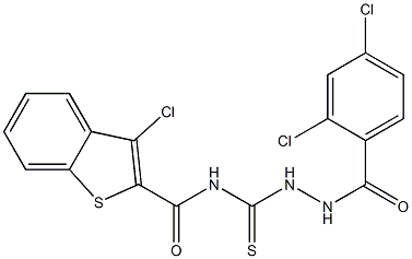 3-chloro-N-{[2-(2,4-dichlorobenzoyl)hydrazino]carbothioyl}-1-benzothiophene-2-carboxamide,,结构式