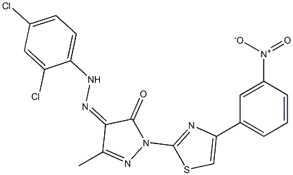 3-methyl-1-[4-(3-nitrophenyl)-1,3-thiazol-2-yl]-1H-pyrazole-4,5-dione 4-[N-(2,4-dichlorophenyl)hydrazone] Struktur