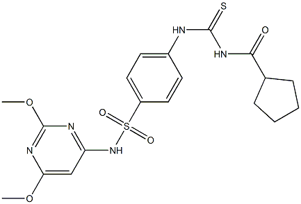 4-({[(cyclopentylcarbonyl)amino]carbothioyl}amino)-N-(2,6-dimethoxy-4-pyrimidinyl)benzenesulfonamide,,结构式