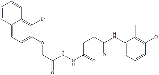 4-(2-{2-[(1-bromo-2-naphthyl)oxy]acetyl}hydrazino)-N-(3-chloro-2-methylphenyl)-4-oxobutanamide 结构式