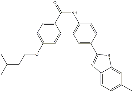 4-(isopentyloxy)-N-[4-(6-methyl-1,3-benzothiazol-2-yl)phenyl]benzamide 结构式