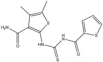 4,5-dimethyl-2-({[(2-thienylcarbonyl)amino]carbothioyl}amino)-3-thiophenecarboxamide 化学構造式