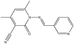 4,6-dimethyl-2-oxo-1-{[(E)-3-pyridinylmethylidene]amino}-1,2-dihydro-3-pyridinecarbonitrile,,结构式