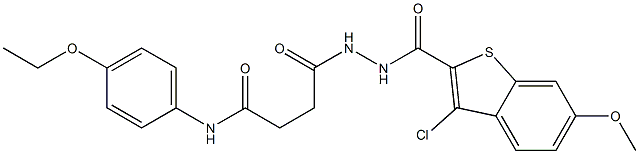 4-{2-[(3-chloro-6-methoxy-1-benzothiophen-2-yl)carbonyl]hydrazino}-N-(4-ethoxyphenyl)-4-oxobutanamide 化学構造式