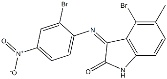 4-bromo-3-[(2-bromo-4-nitrophenyl)imino]-5-methyl-1,3-dihydro-2H-indol-2-one,,结构式
