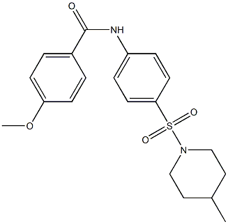 4-methoxy-N-{4-[(4-methyl-1-piperidinyl)sulfonyl]phenyl}benzamide Struktur