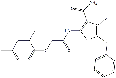 5-benzyl-2-{[2-(2,4-dimethylphenoxy)acetyl]amino}-4-methyl-3-thiophenecarboxamide Structure