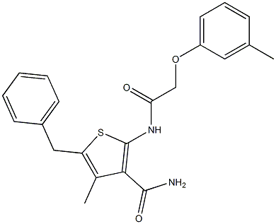 5-benzyl-4-methyl-2-{[2-(3-methylphenoxy)acetyl]amino}-3-thiophenecarboxamide Structure