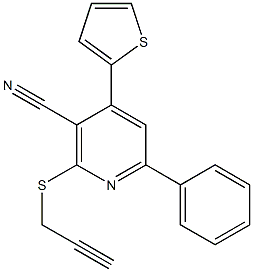 6-phenyl-2-(2-propynylsulfanyl)-4-(2-thienyl)nicotinonitrile Structure