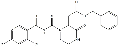 benzyl 2-(1-{[(2,4-dichlorobenzoyl)amino]carbothioyl}-3-oxo-2-piperazinyl)acetate Structure