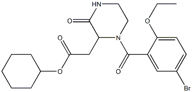 cyclohexyl 2-[1-(5-bromo-2-ethoxybenzoyl)-3-oxo-2-piperazinyl]acetate 化学構造式