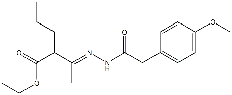 ethyl 2-(1-{(E)-2-[2-(4-methoxyphenyl)acetyl]hydrazono}ethyl)pentanoate Structure