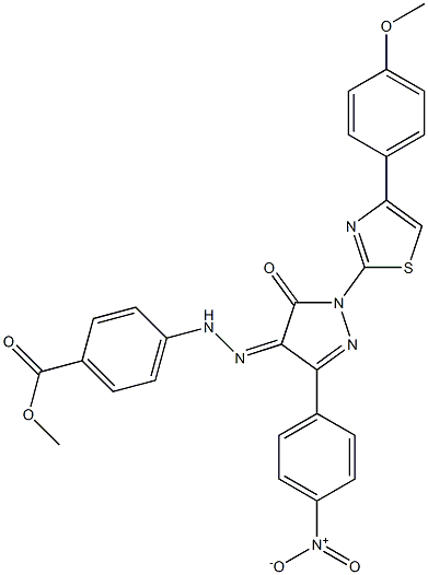 methyl 4-{2-[1-[4-(4-methoxyphenyl)-1,3-thiazol-2-yl]-3-(4-nitrophenyl)-5-oxo-1,5-dihydro-4H-pyrazol-4-ylidene]hydrazino}benzoate Structure