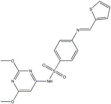 N-(2,6-dimethoxy-4-pyrimidinyl)-4-{[(E)-2-thienylmethylidene]amino}benzenesulfonamide 化学構造式