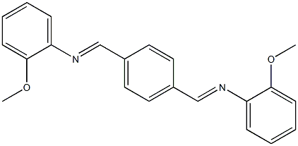 2-methoxy-N-[(E)-(4-{[(2-methoxyphenyl)imino]methyl}phenyl)methylidene]aniline Struktur