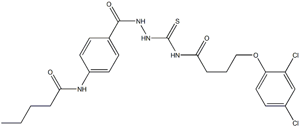 N-(4-{[2-({[4-(2,4-dichlorophenoxy)butanoyl]amino}carbothioyl)hydrazino]carbonyl}phenyl)pentanamide 结构式