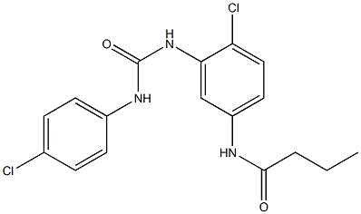 N-(4-chloro-3-{[(4-chloroanilino)carbonyl]amino}phenyl)butanamide,,结构式